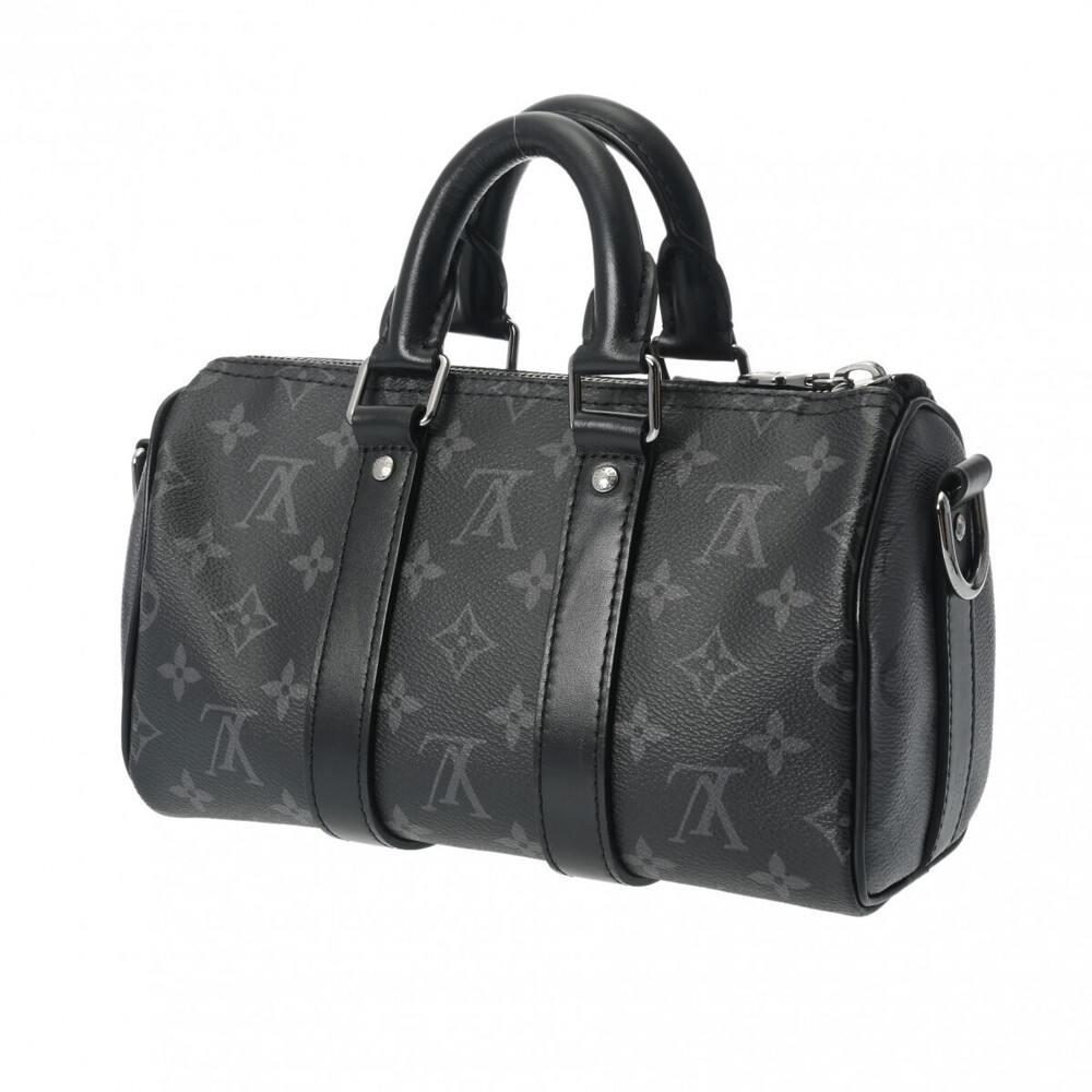 Louis Vuitton Monogram Eclipse Black Keepall Bandouliere Canvas Handbag - Picture 2 of 11